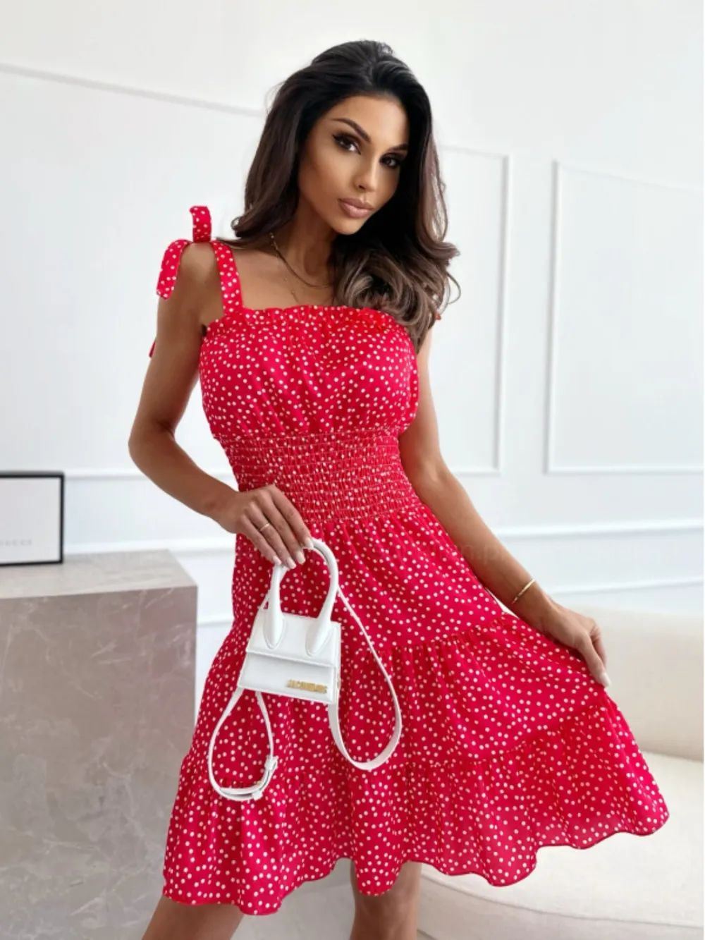 Polka Dot Square Neck Mini Cami Dress, image 9