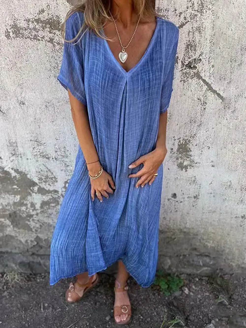 Full Size V-Neck Short Sleeve Midi Dress Plus Size, image 23
