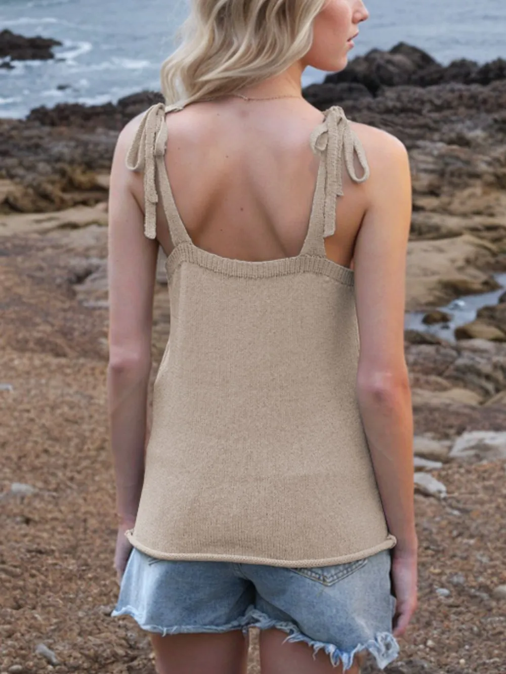 Tie Shoulder V-Neck Sweater Vest, image 6