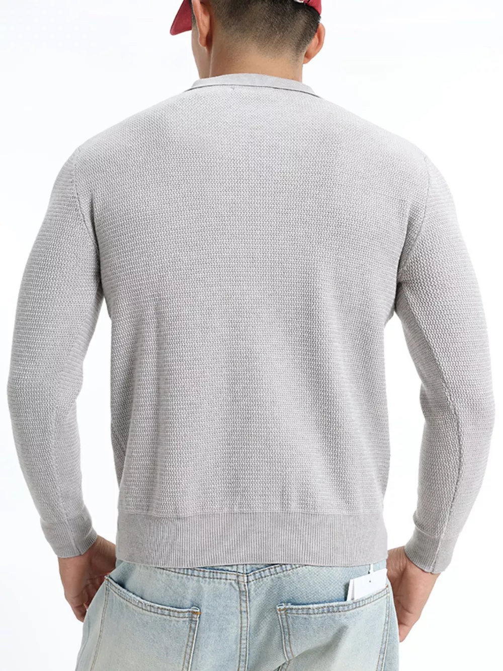 Men's Plus Size Quarter-Zip Ribbed Knit Top, image 4