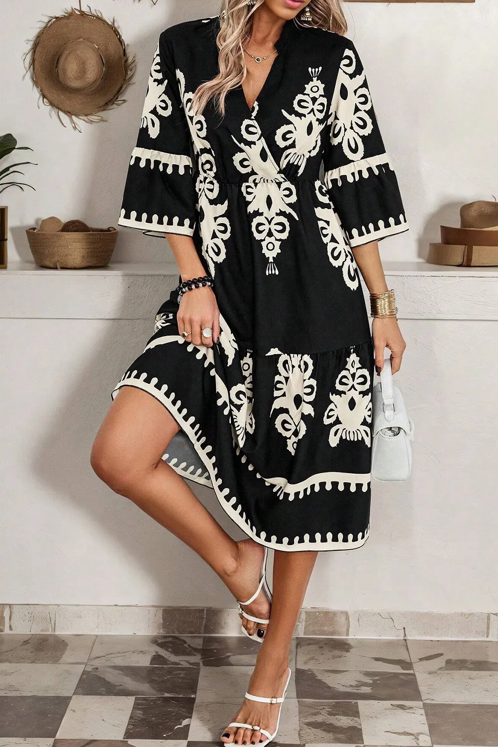 Printed Half Sleeve Knee Length Dress, image 10
