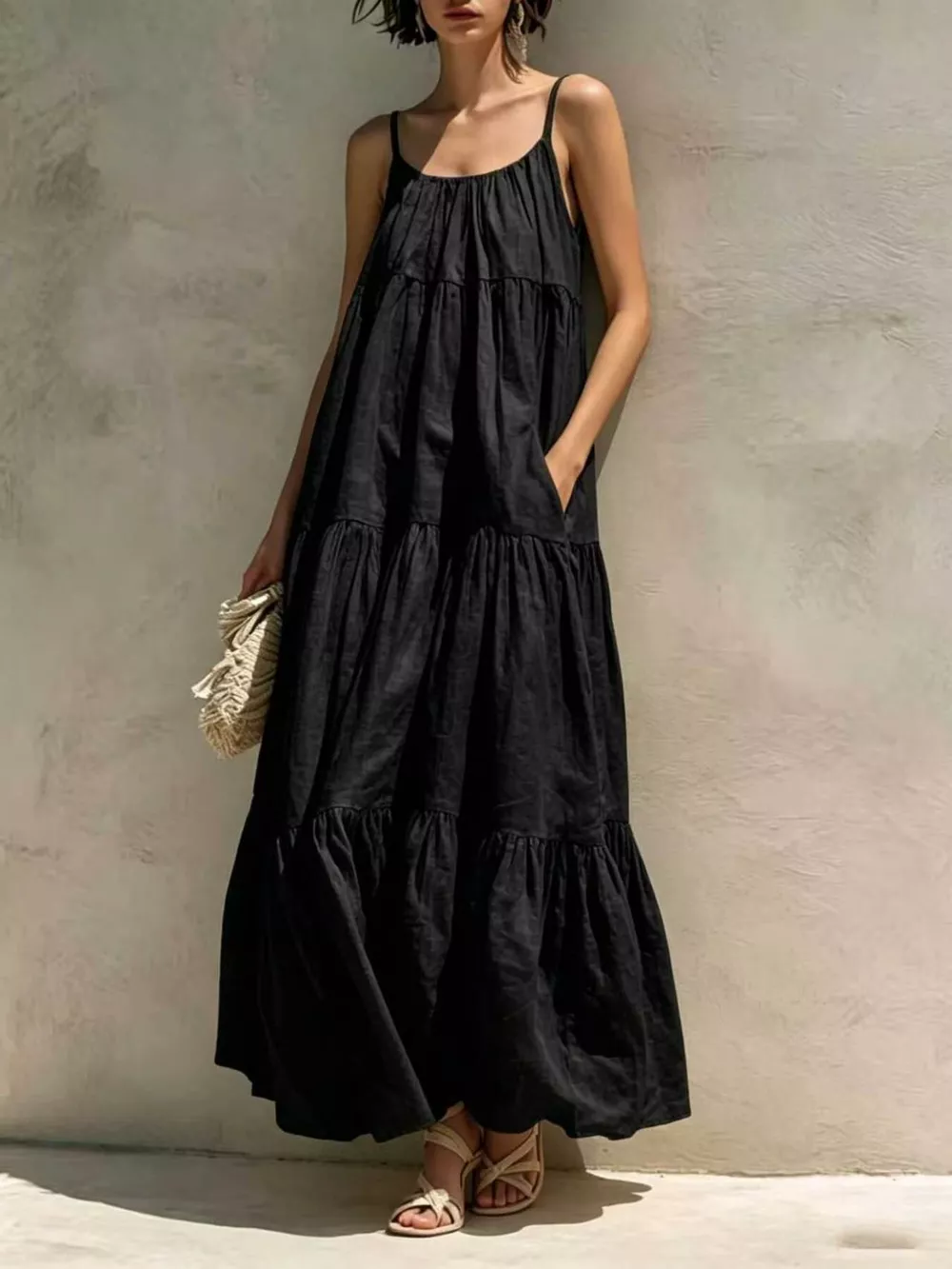 Tiered Scoop Neck Maxi Dress, image 10