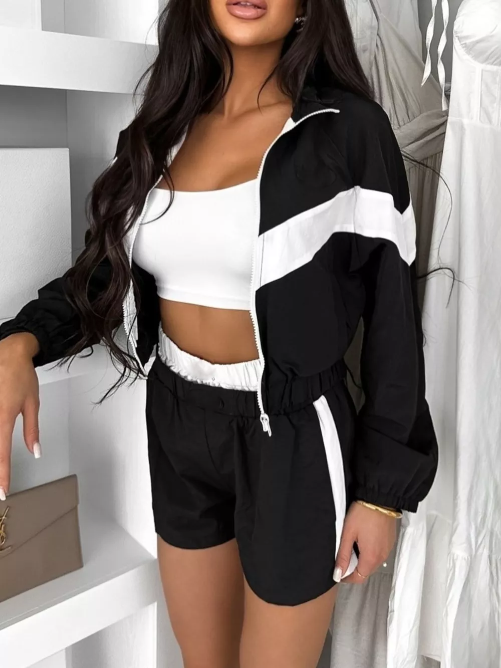 Zip Up Long Sleeve Outerwear and Shorts Set, image 6