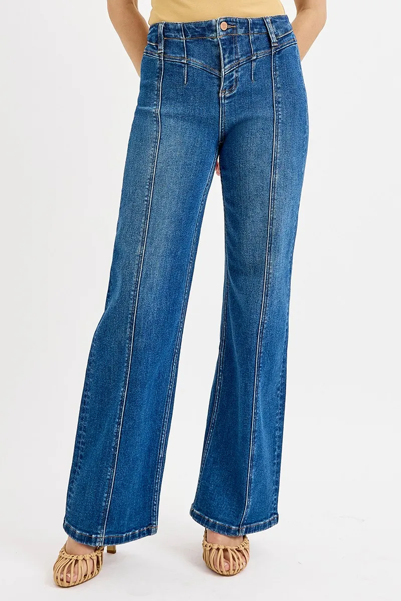 Seam Detail Wide Leg Jeans
