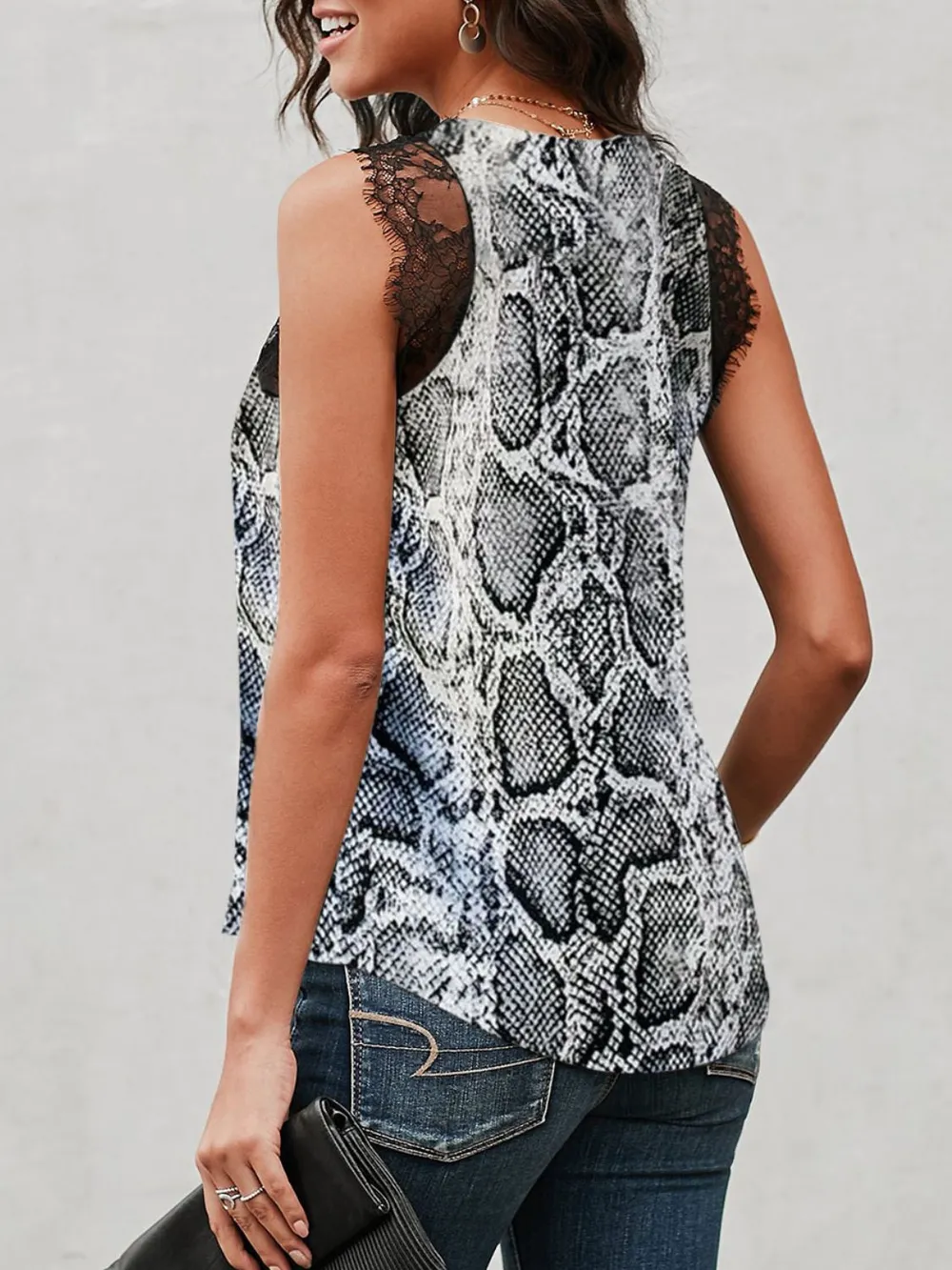 Lace Detail V-Neck Tank, image 4