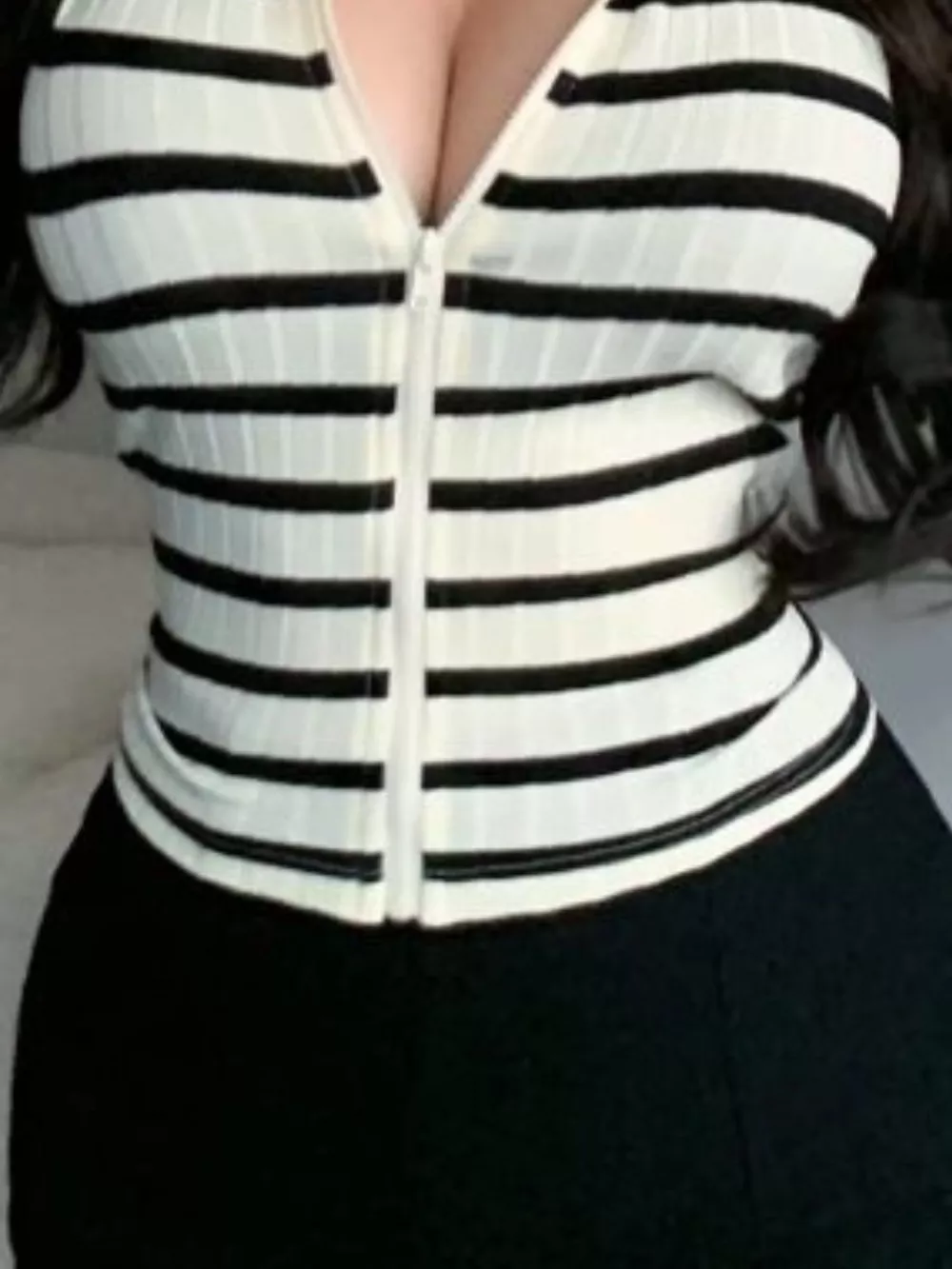 Striped Zip-Up Hooded Top, image 9