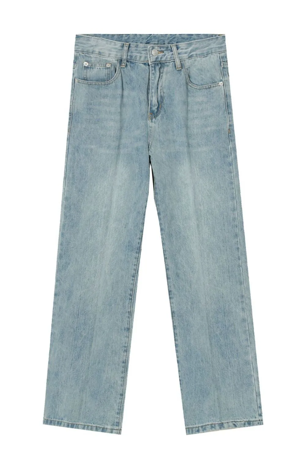 Mid Rise Wide Straight Jeans with Pockets