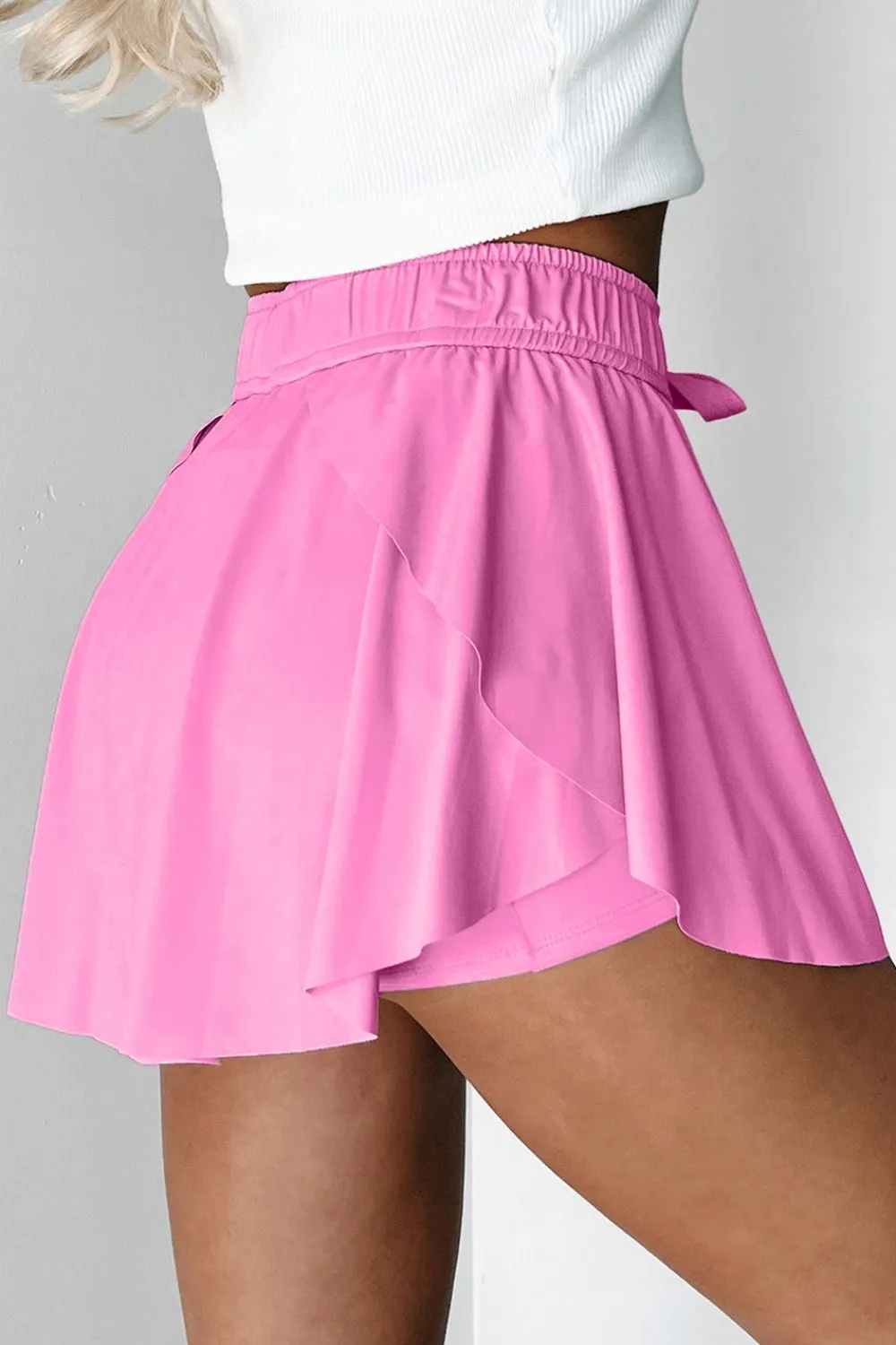 Drawstring High Waist Lined Active Skorts, image 19