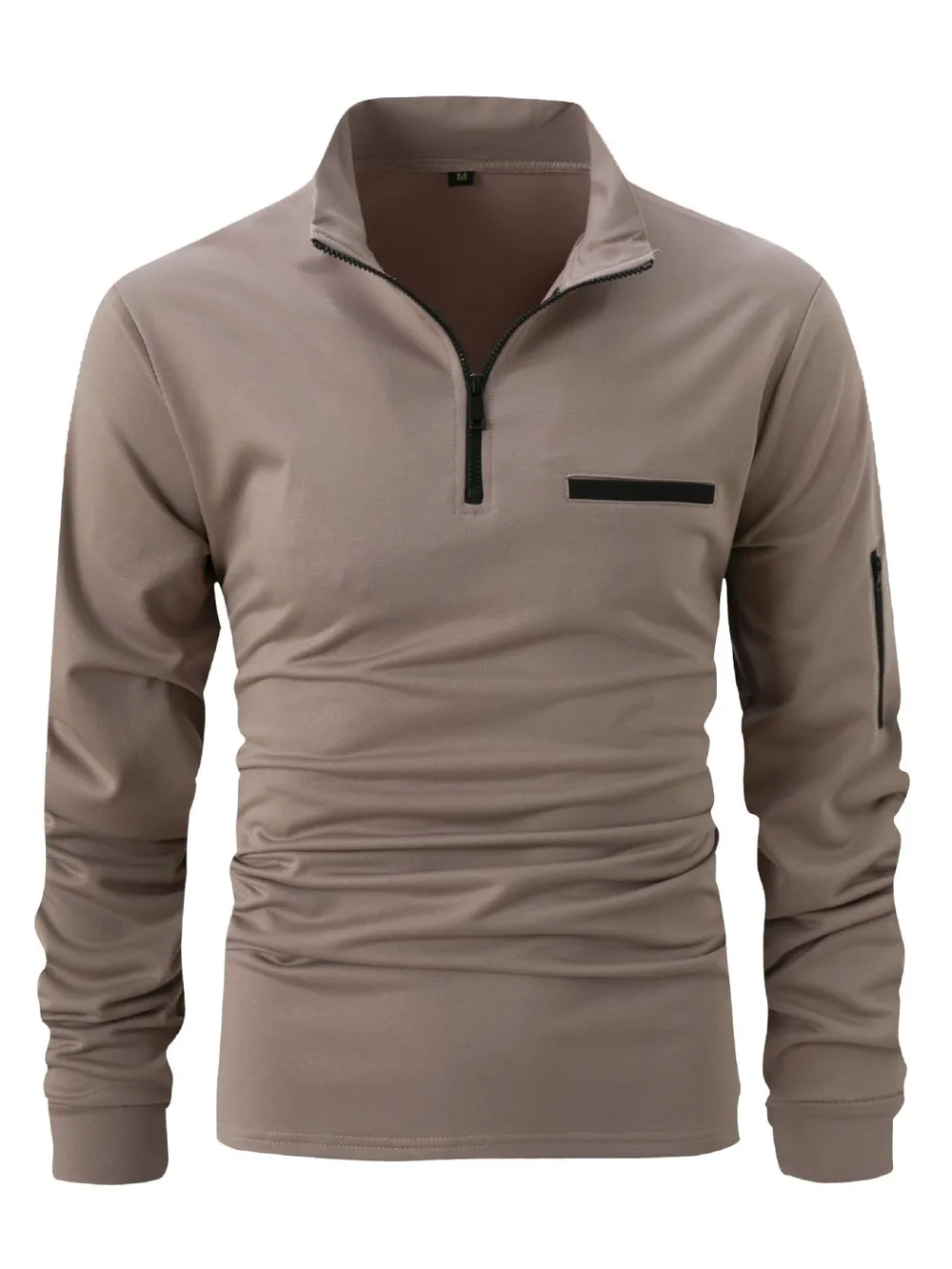 Men's Full Size Quarter Zip Long Sleeve Polo Plus Size, image 10