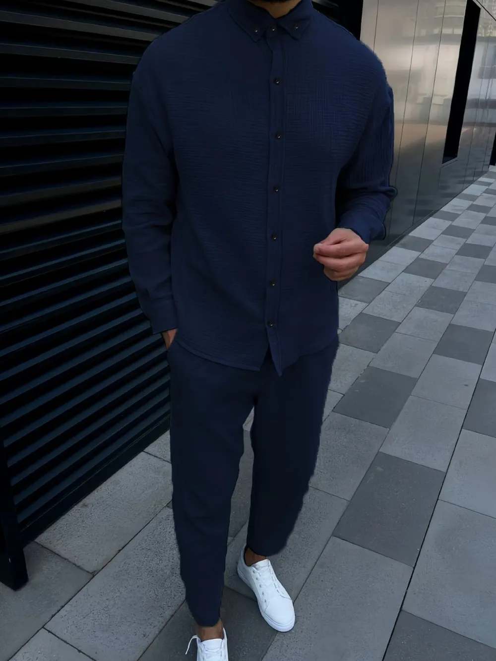Men's Button Down Long Sleeve Shirt and Pants Set, image 5