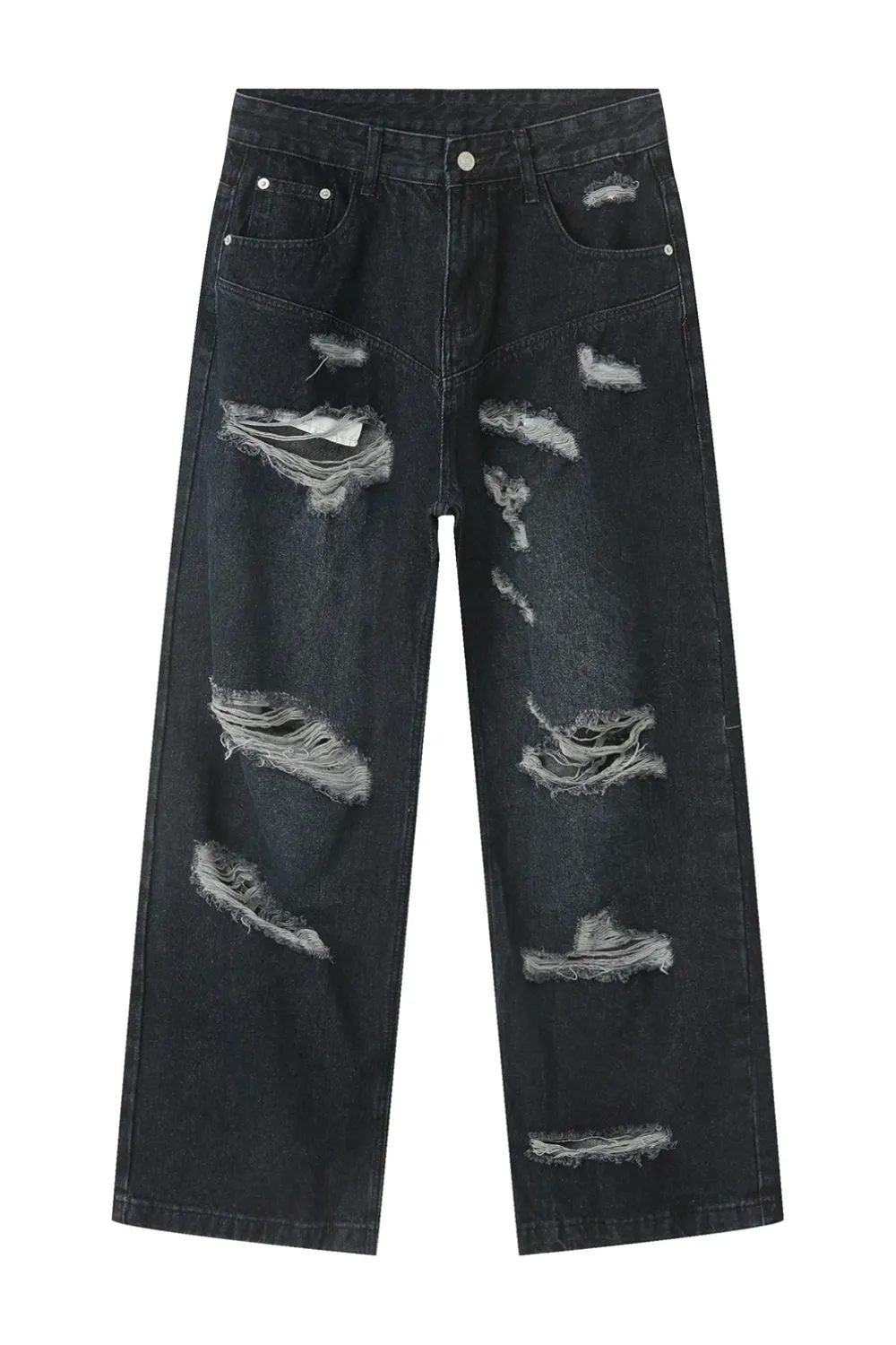 Distressed Wide Leg Pocketed Men's Jeans, image 5