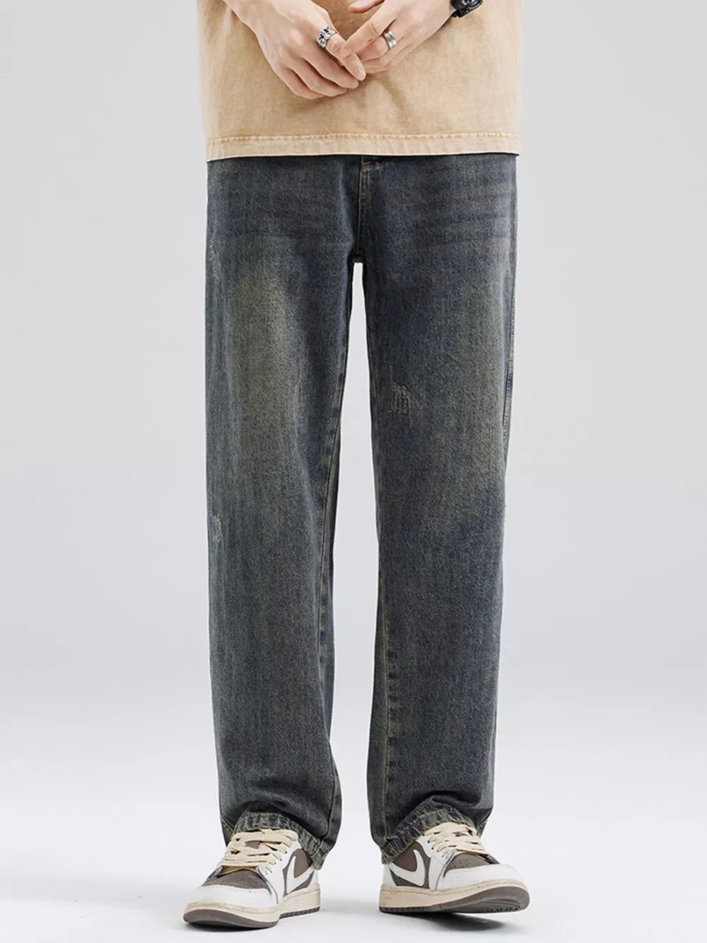 Men's Full Size Washed Relaxed Fit Jeans Plus Size