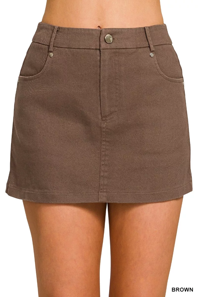 Cotton Twill Lined Mini Skirts
