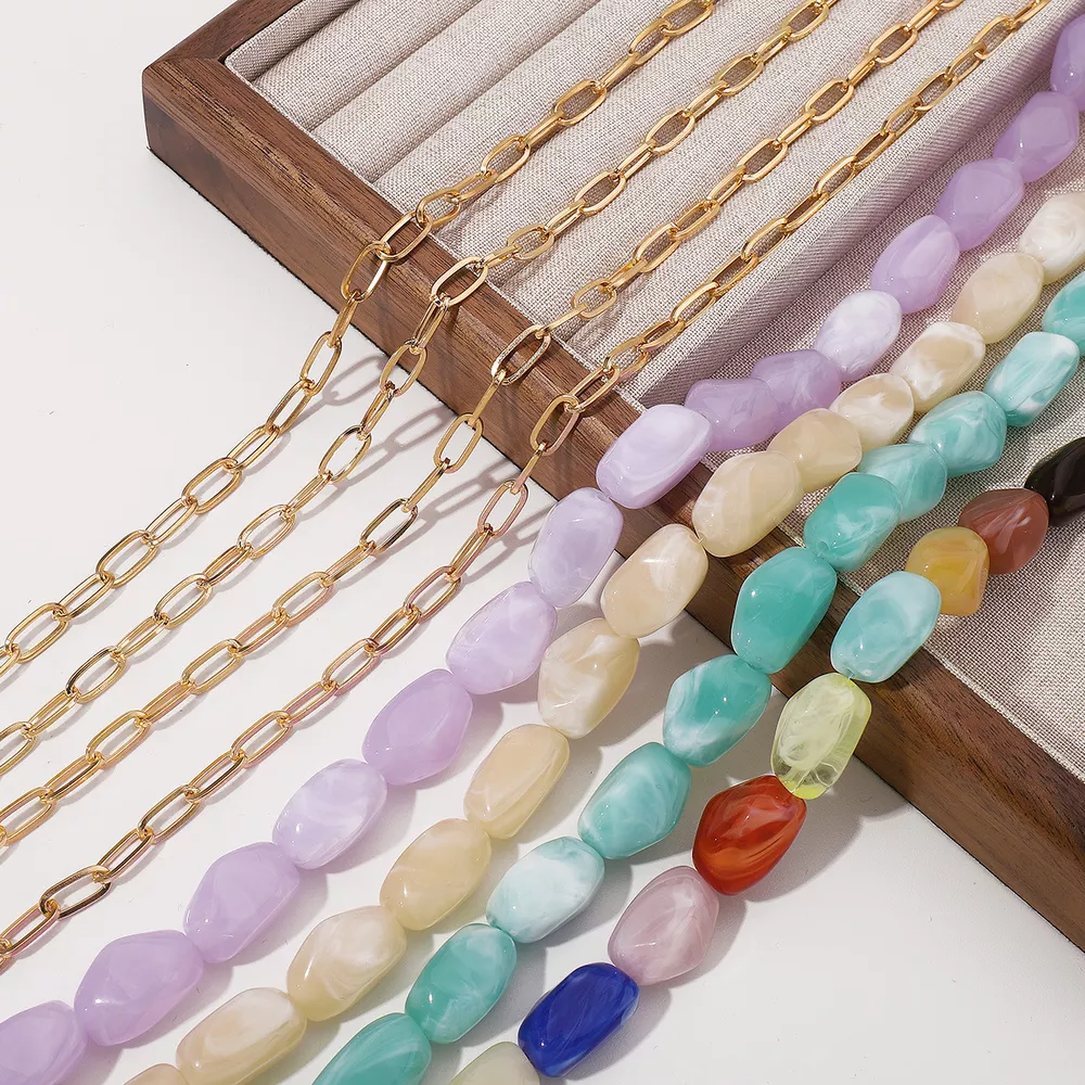 2 Piece Colorful Beaded Chain Necklace, image 3