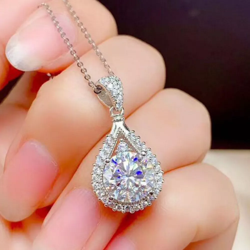 5 Carat 925 Sterling Silver Moissanite Teardrop Necklace, image 9