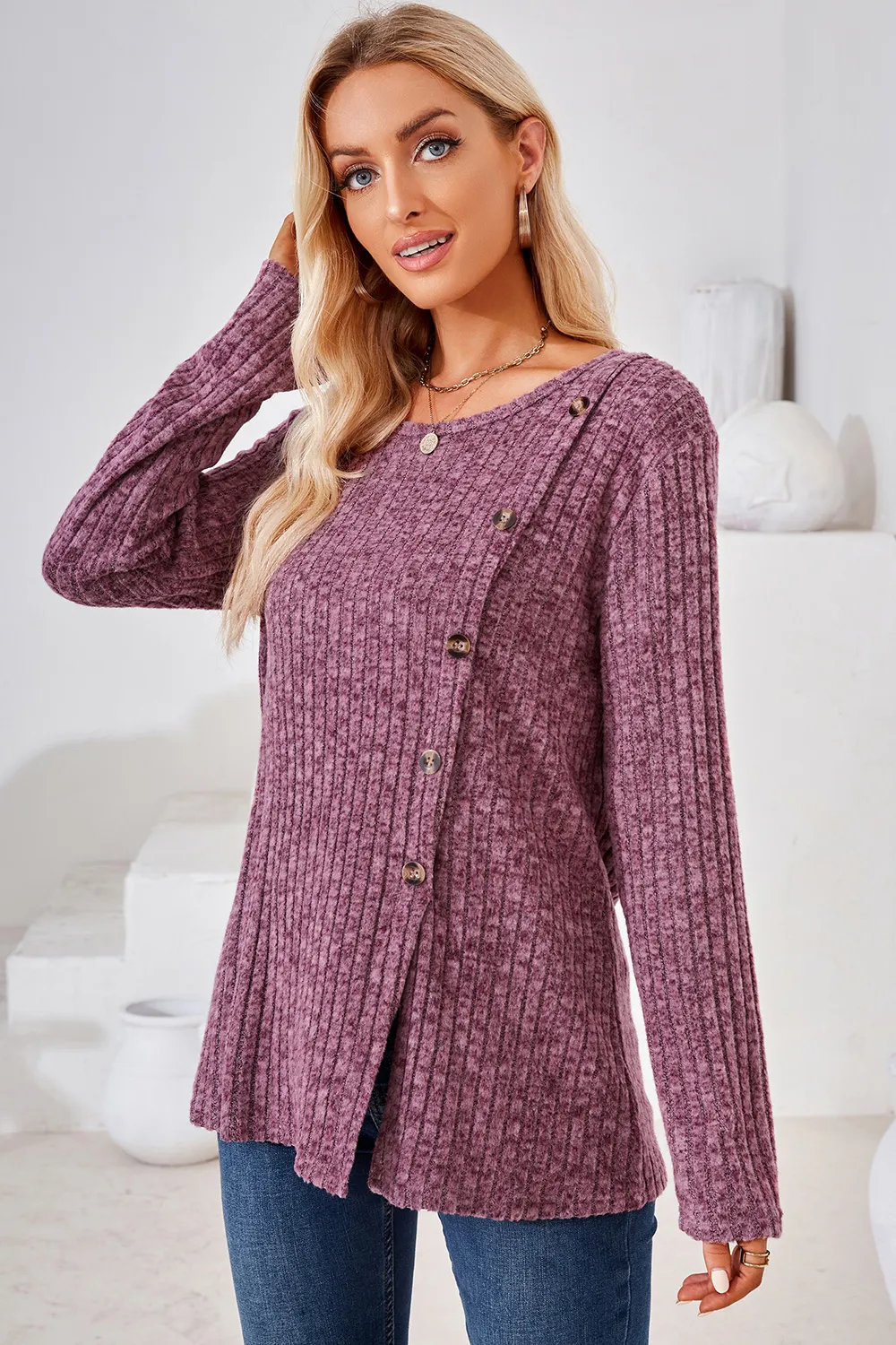 Round Neck Long Sleeve T-Shirt, image 17