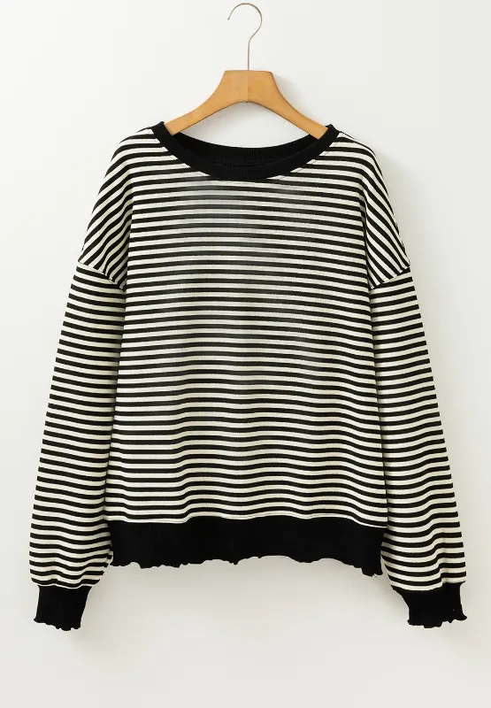 Striped Round Neck Long Sleeve Sweatshirt, image 23