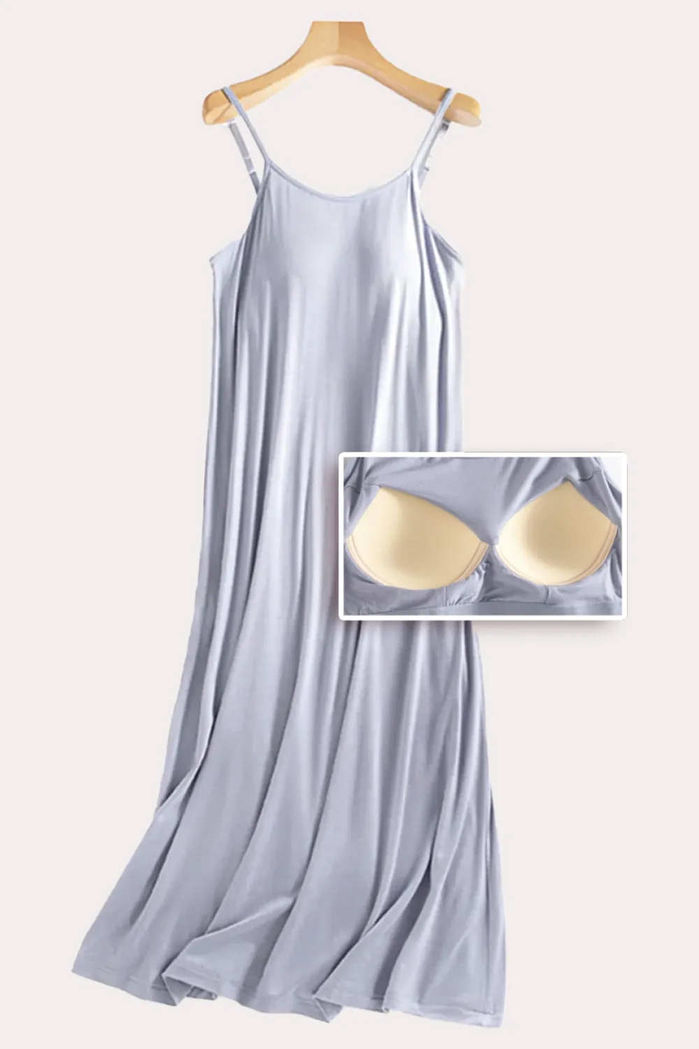 Scoop Neck Midi Cami Dress with Bra, image 14