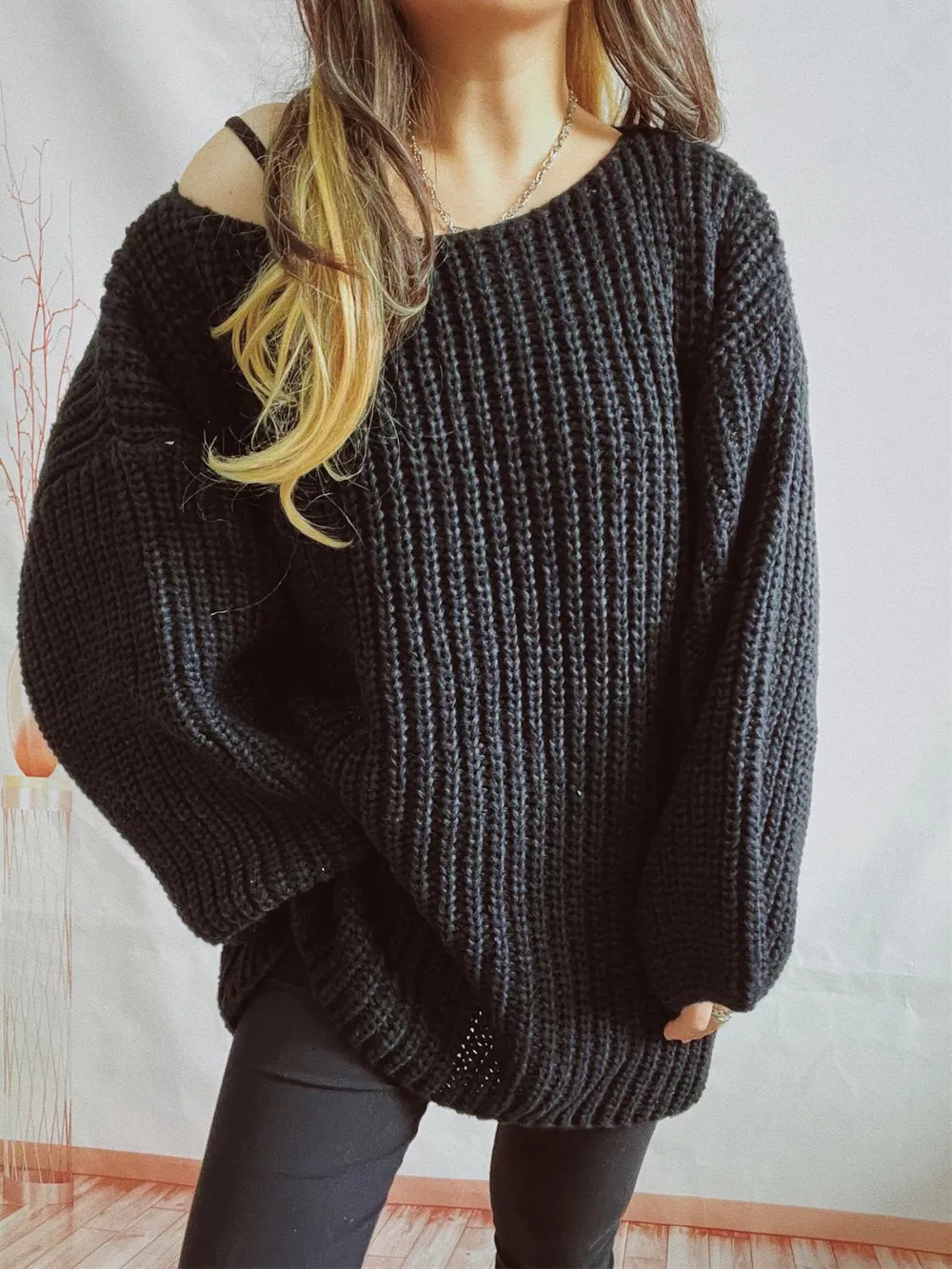 Boat Neck Long Sleeve Sweater with Belt, image 18