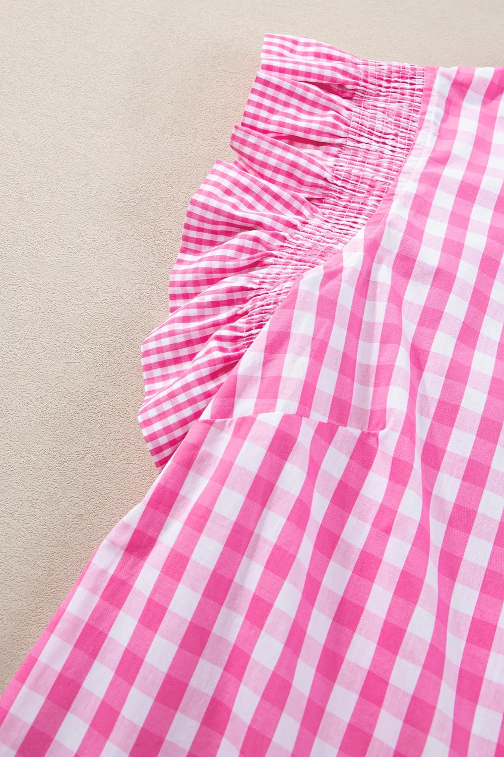 Ruffled Plaid Mock Neck Cap Sleeve Blouse, image 9