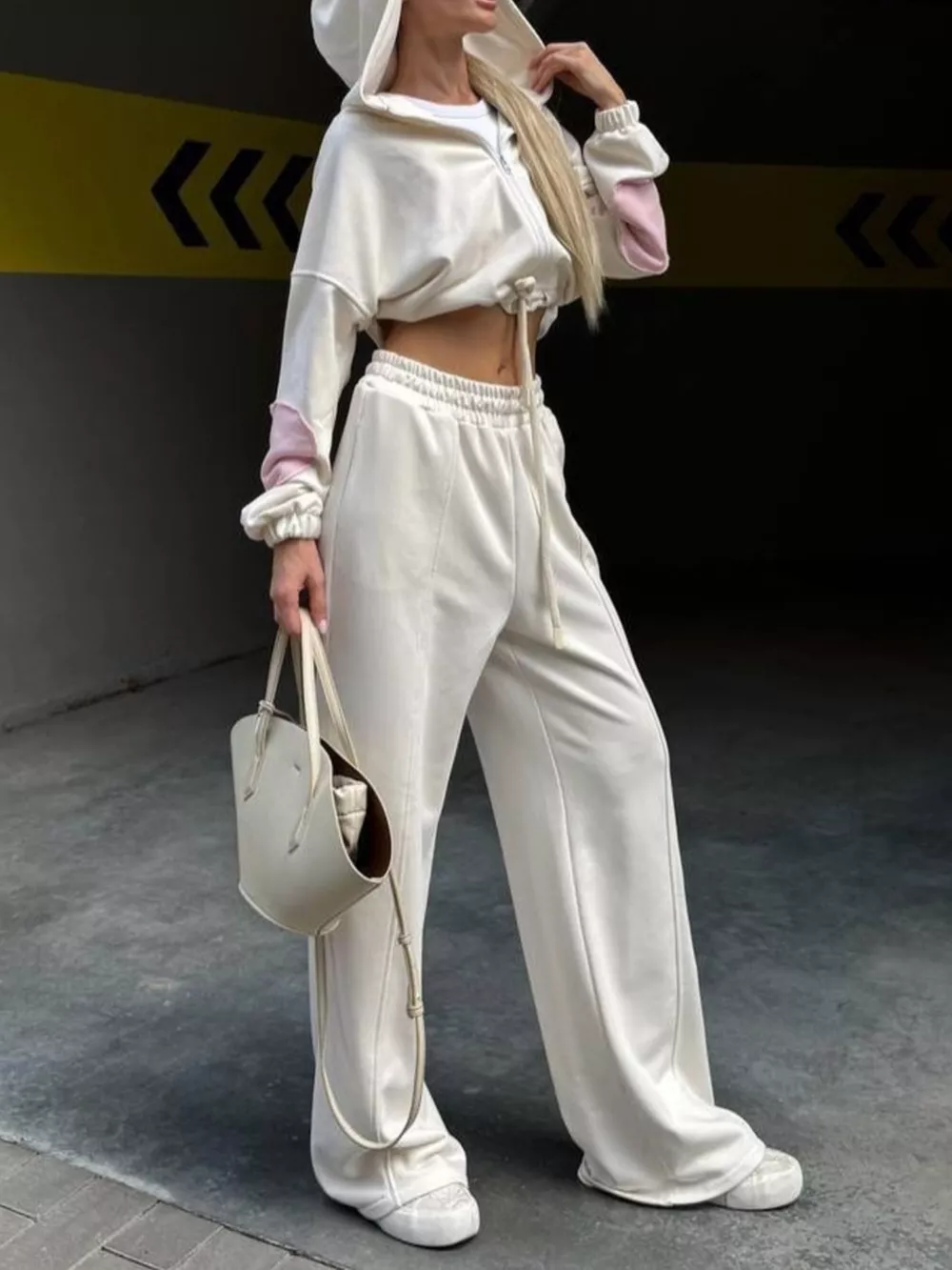 Zip Up Hoodie and Wide-Leg Pants Set, image 3