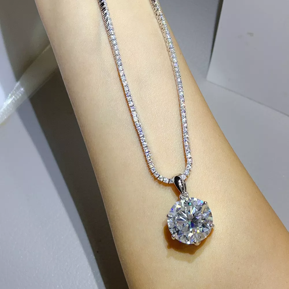 20 Carat 925 Sterling Silver Moissanite Pendant Necklace, image 3