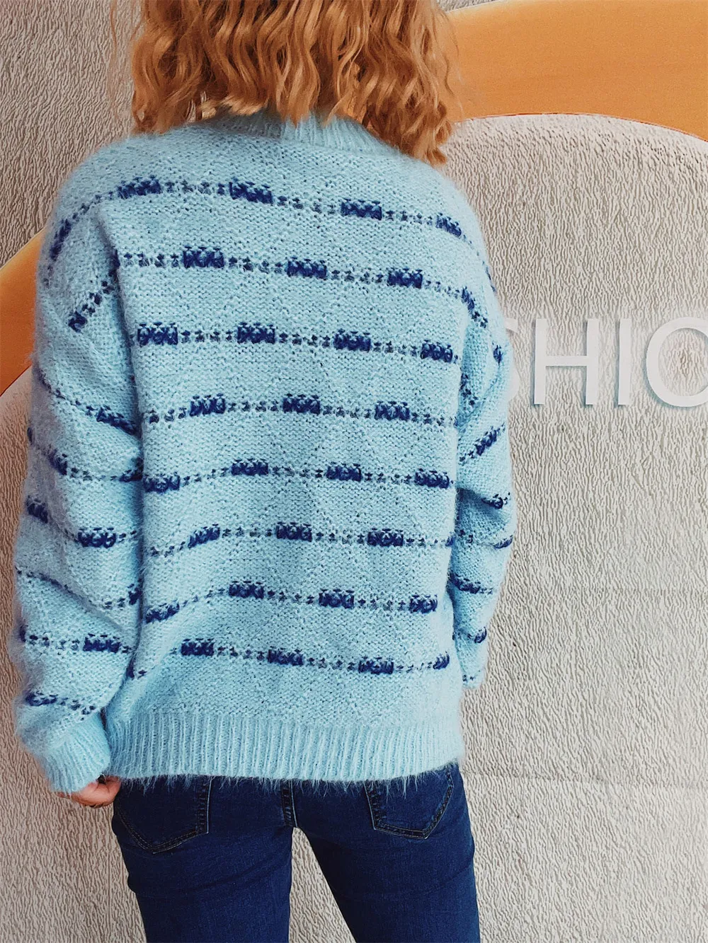Striped Round Neck Long Sleeve Sweater, image 13