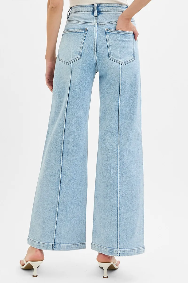 Full Size High Waist Wide Leg Pintuck Detailed Plus Size, image 4