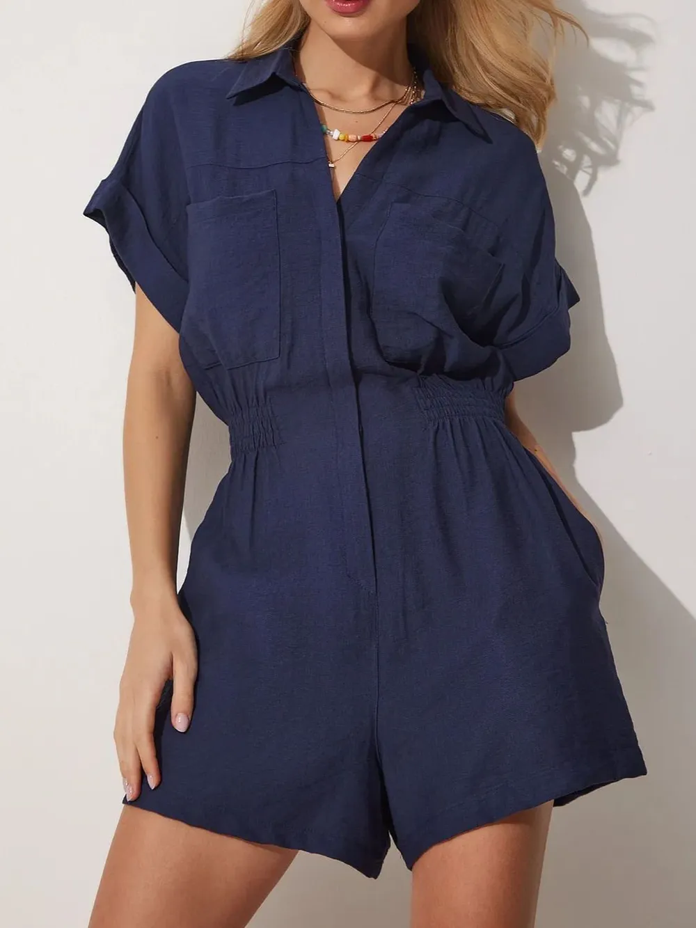 Johnny Collar Short Sleeve Romper, image 6