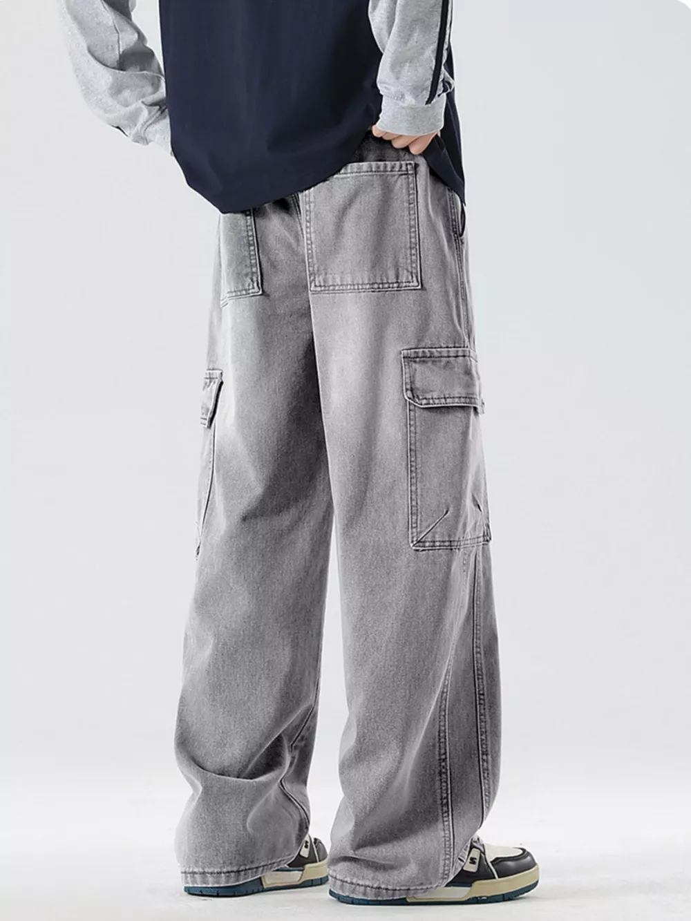 Men's Full Size Wide Leg Cargo Jeans Plus Size, image 14