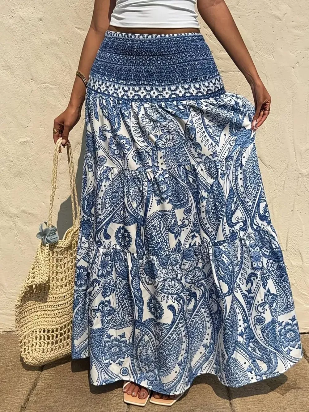 Paisley Print Maxi Skirt, image 11