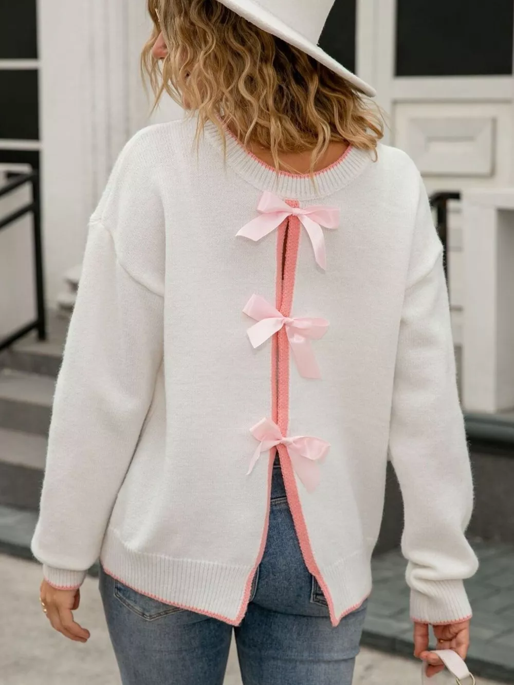 Bow-Back Round Neck Sweater, image 15