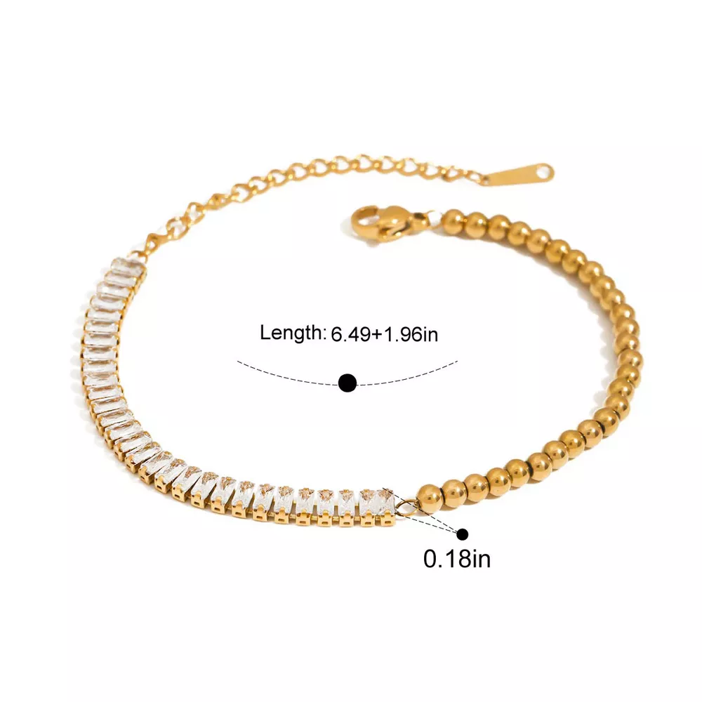 18K Gold-Plated Stainless Steel Rhinestone Chain Bracelet, image 9