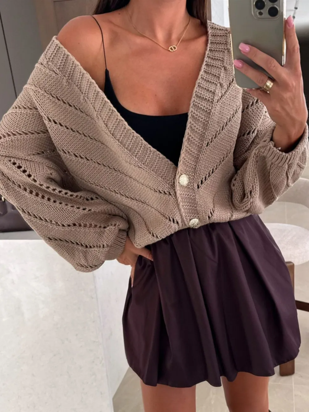 Openwork Long Sleeve Cardigan, image 5