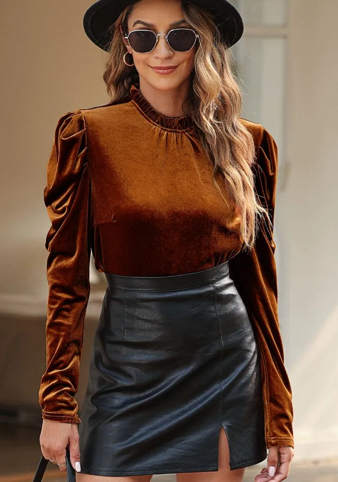 Frill Mock Neck Puff Sleeve Blouse, image 10