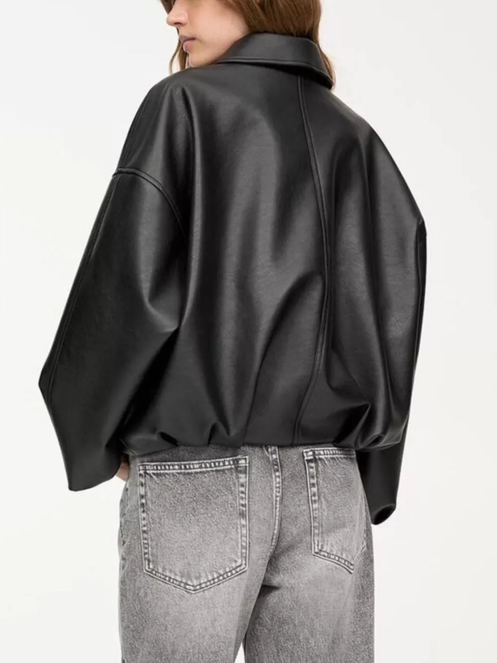 Faux Leather Zip Up Jacket, image 2