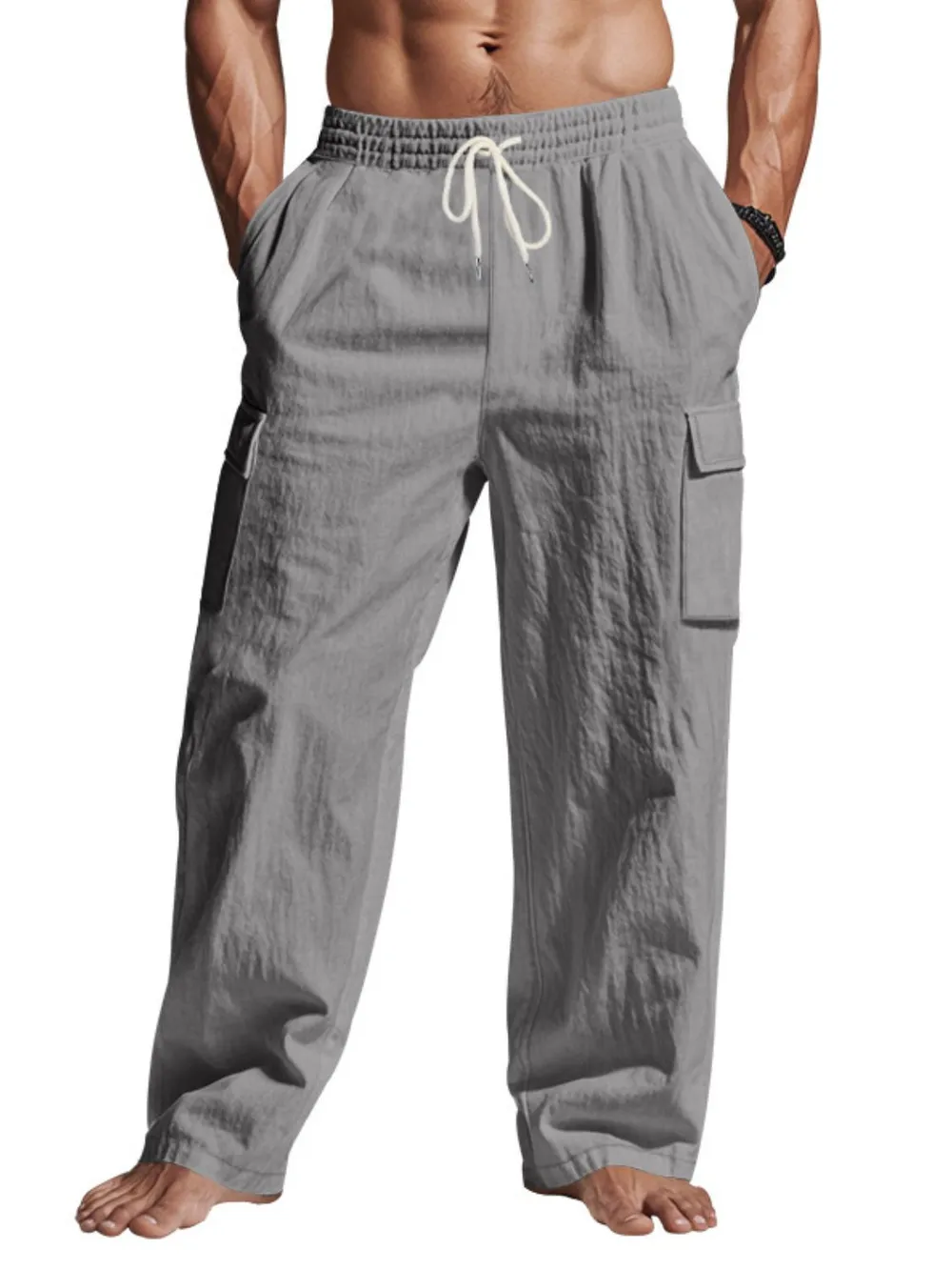 Men's Full Size Drawstring Pants with Pockets Plus Size, image 7