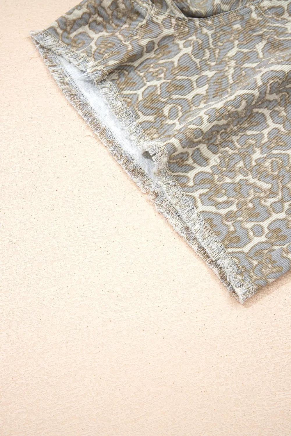 Raw Edge Leopard Print Denim Shorts, image 10