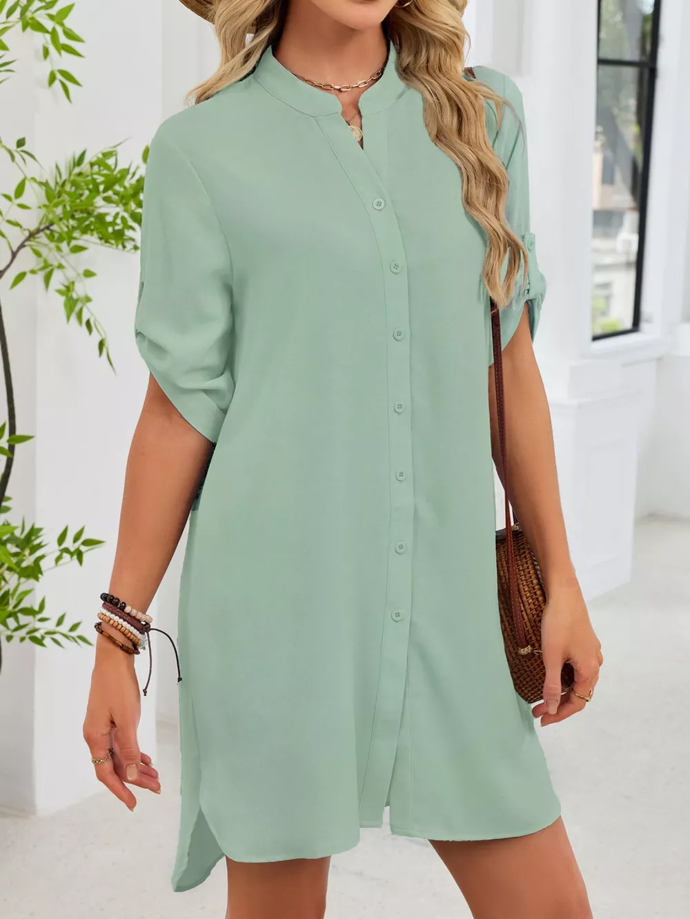 Casual Button-Down Shirt Dress, image 15