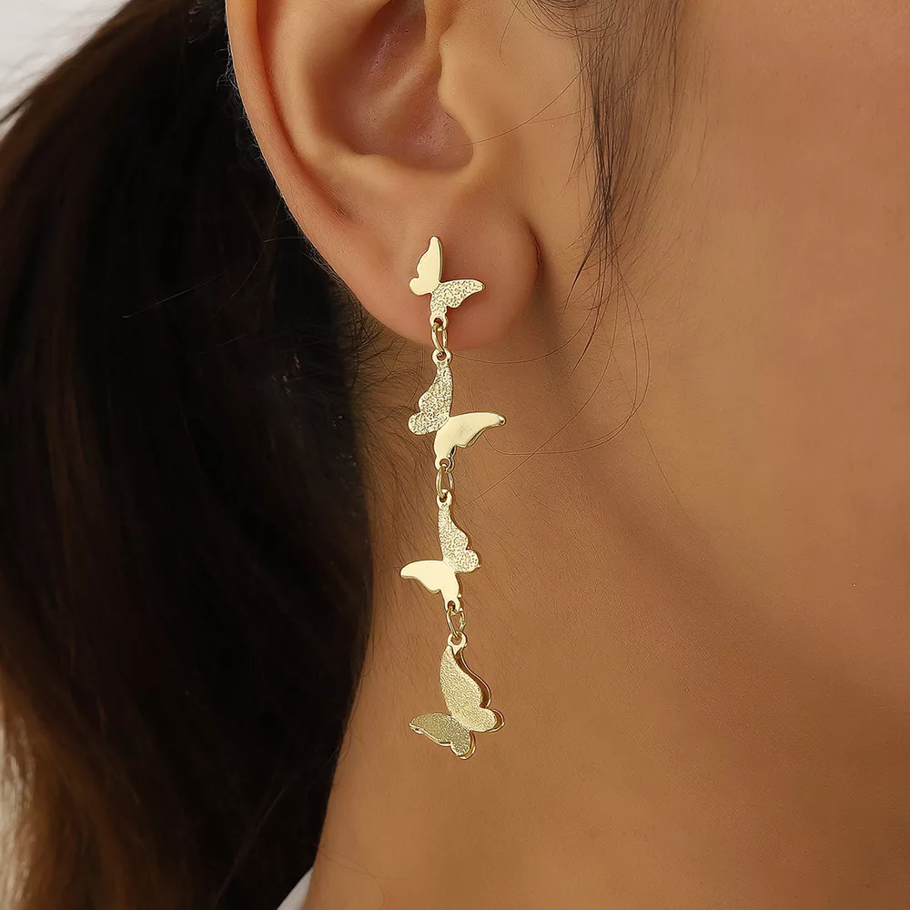 18K Gold-Plated Alloy Butterfly Earrings, image 2