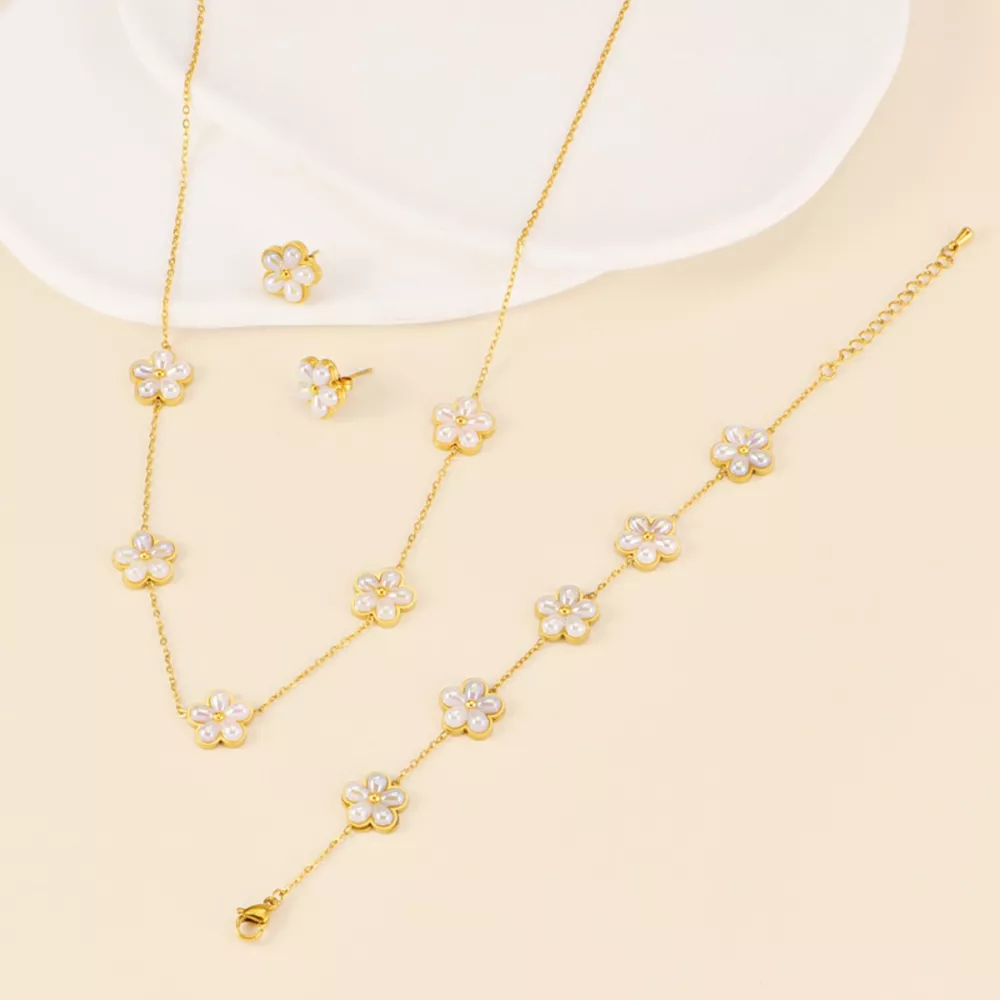 18K Gold-Plated Flower Jewelry Set, image 5