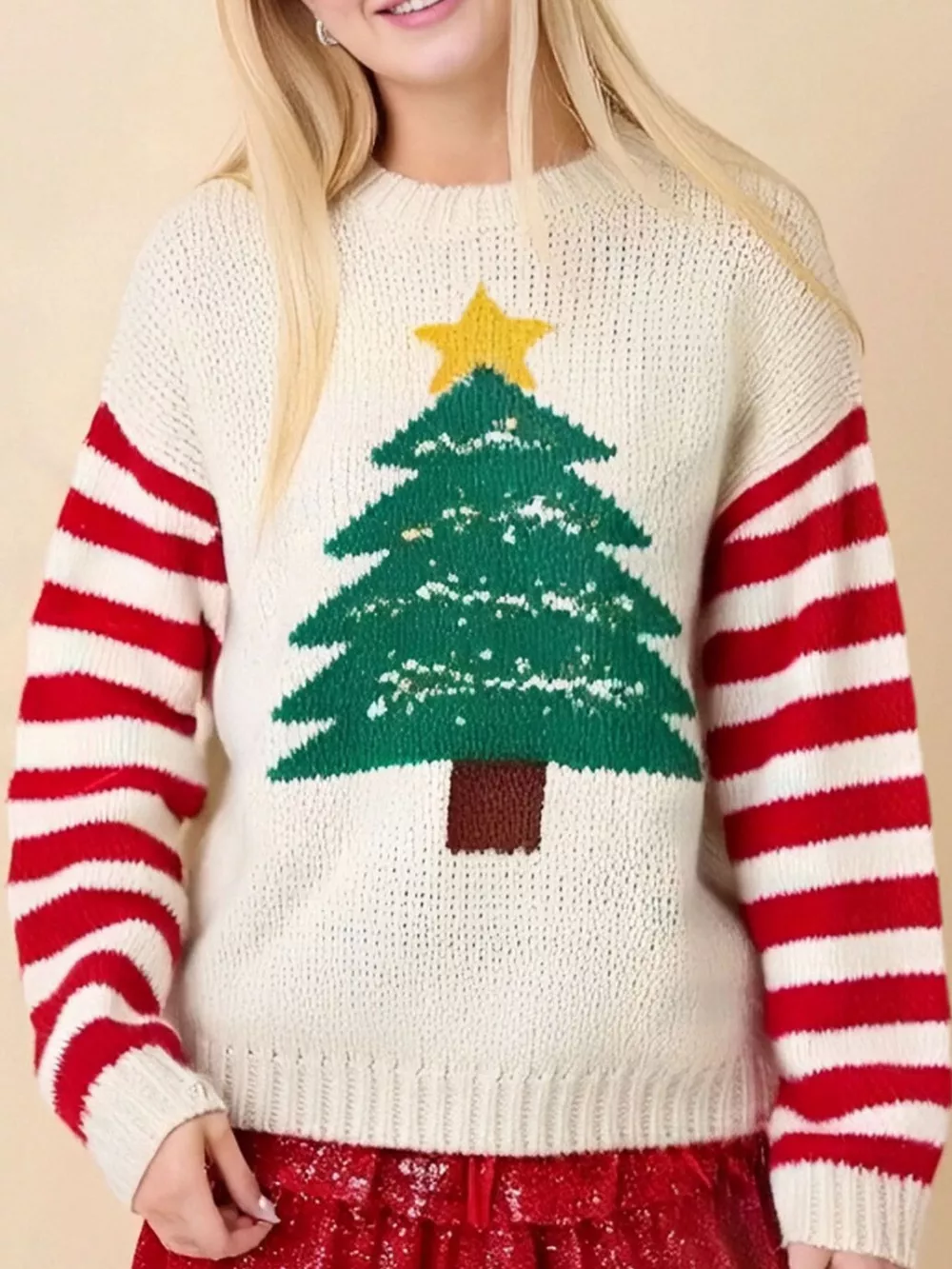 Christmas Tree Round Neck Sweater, image 3