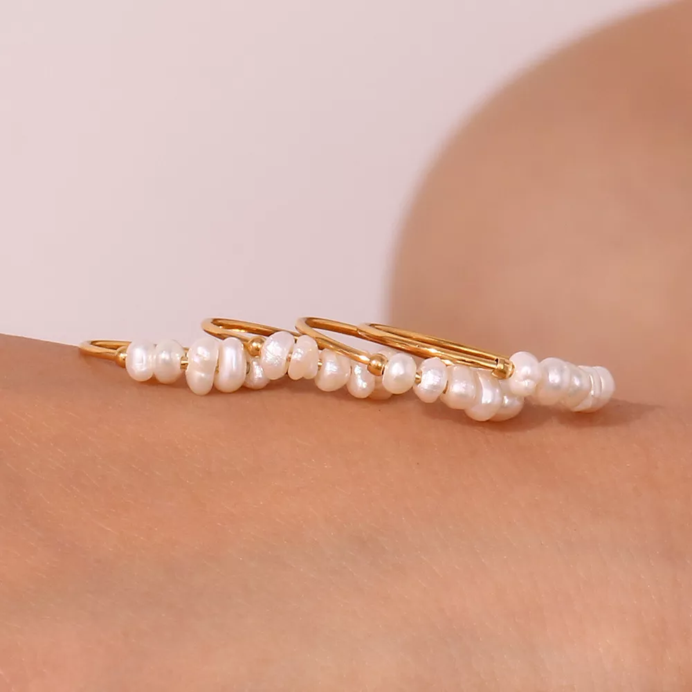 18K Gold-Plated Baroque Pearl Ring, image 13