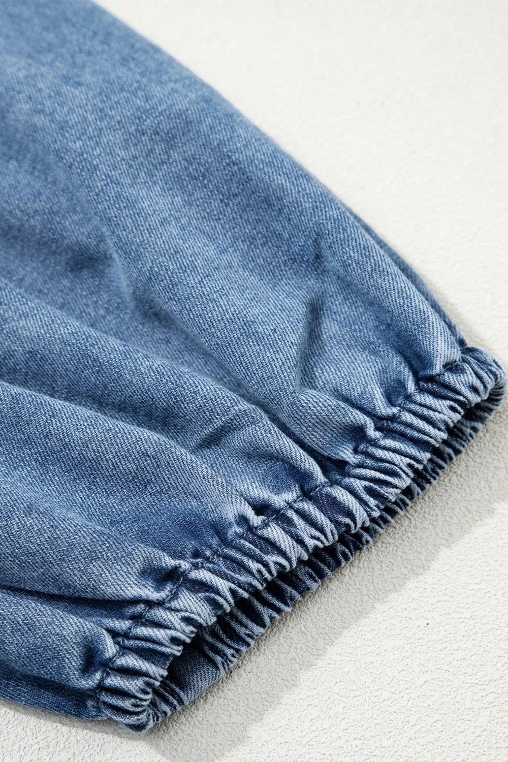 Puff Half Sleeve Collared Denim Shirt, image 8