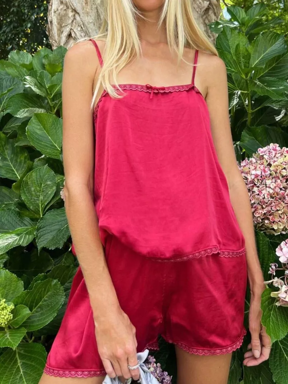 Lace Detail Cami and Shorts Set