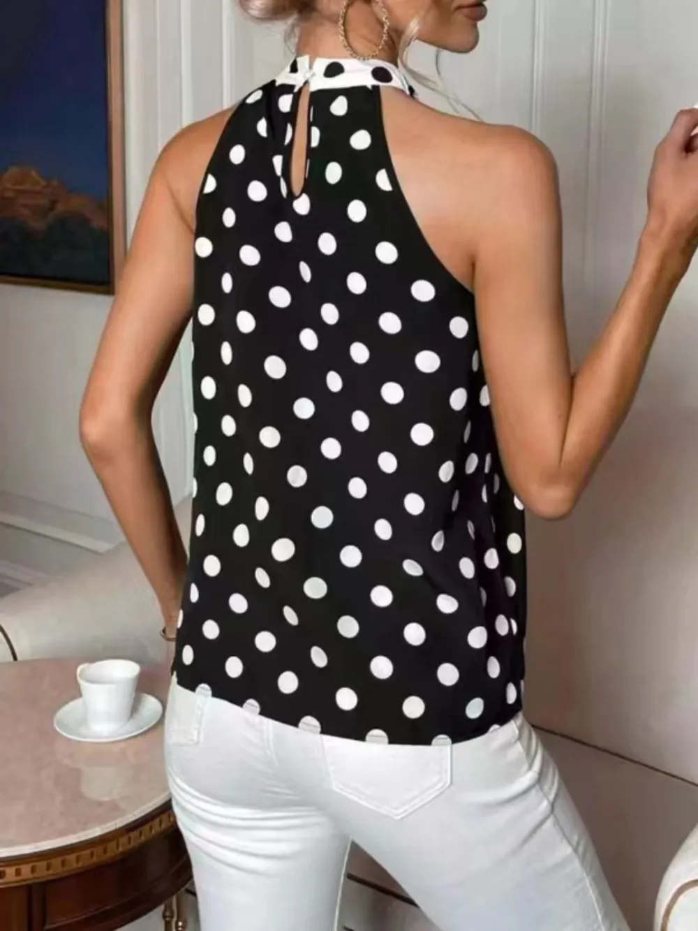Polka Dot Tie Front Cami, image 5