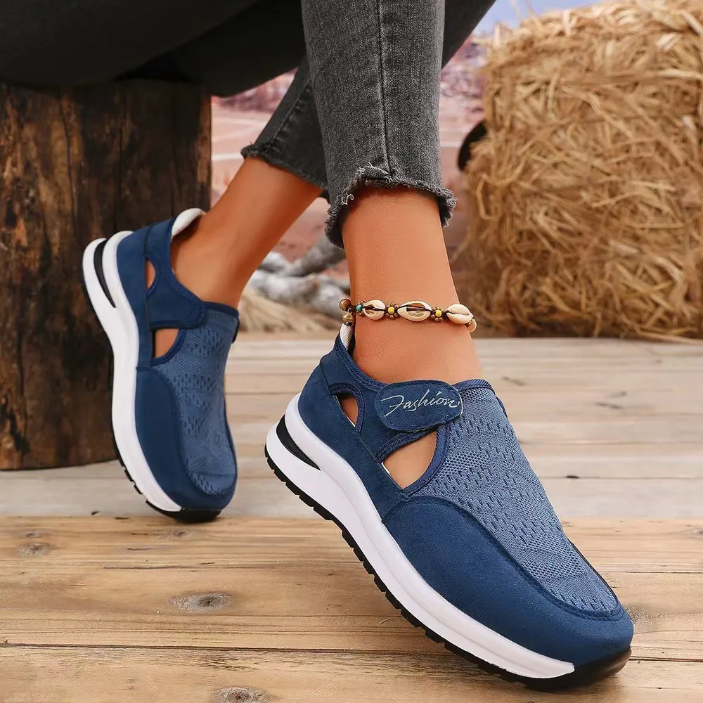 Mesh Round Toe Platform Sneakers, image 4