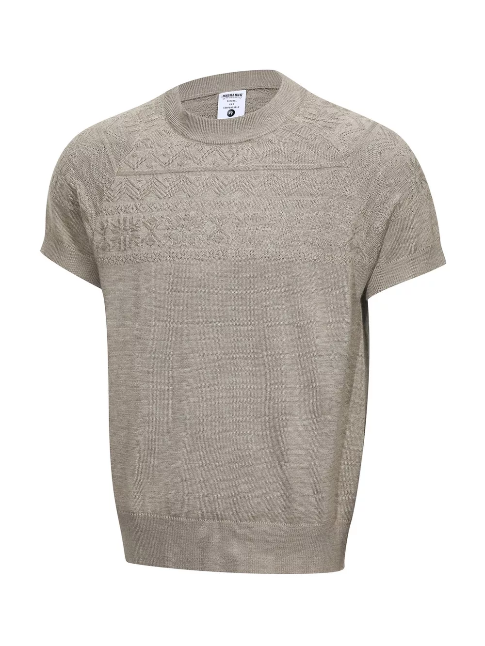 Men's Short Sleeve Geometric Textured Knit Top, image 2