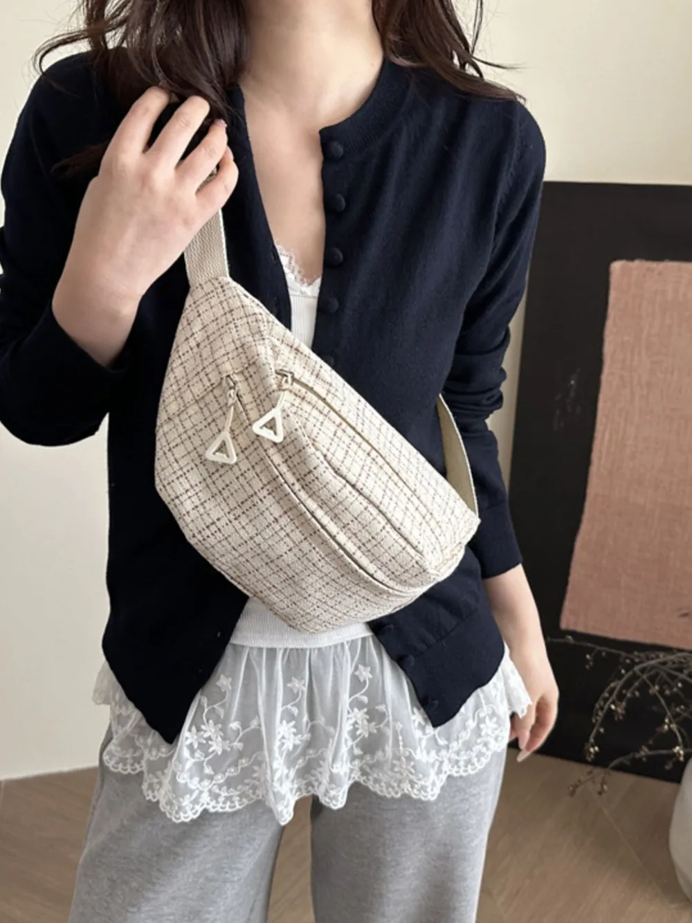 Plaid Pattern Crossbody Bag, image 8