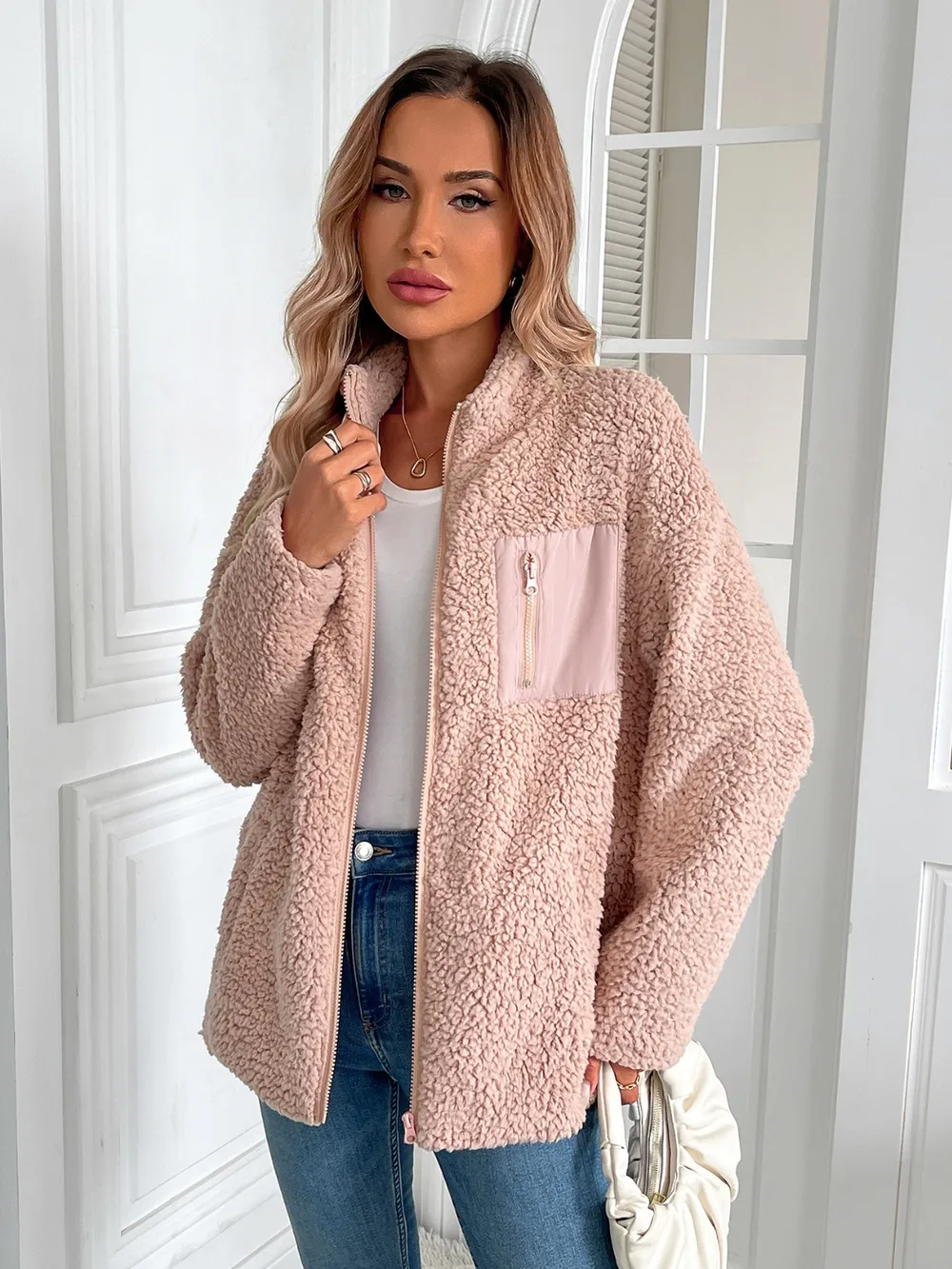 Zip Up Long Sleeve Fuzzy Jacket, image 19